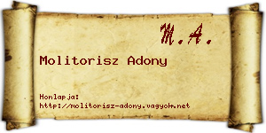 Molitorisz Adony névjegykártya